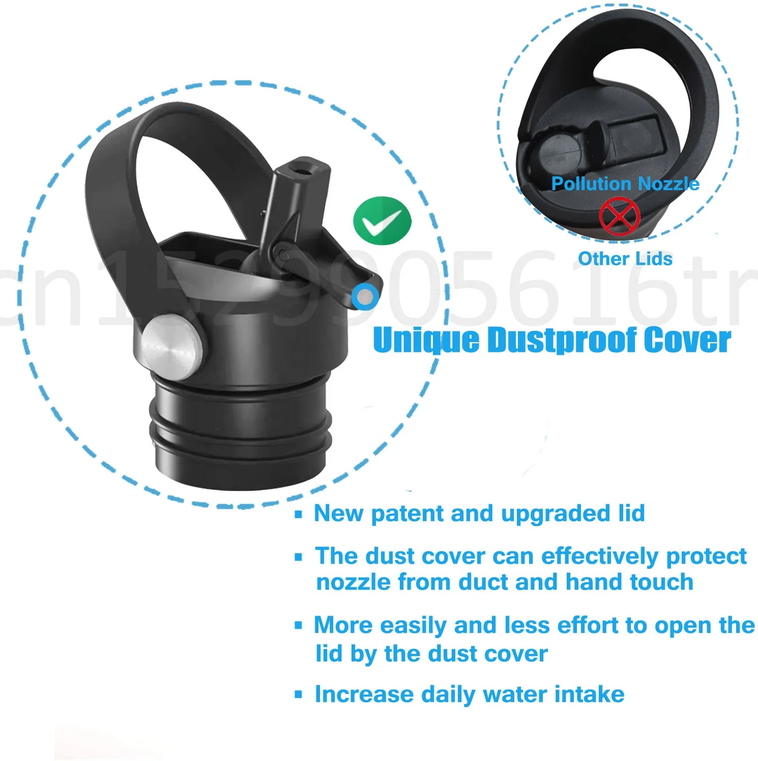 12oz 18oz 21oz 24oz Hydro Cover Vacuum Flask Standard Mouth straw lid ,PP Plastic narrow mouth bottle flip straw Lid