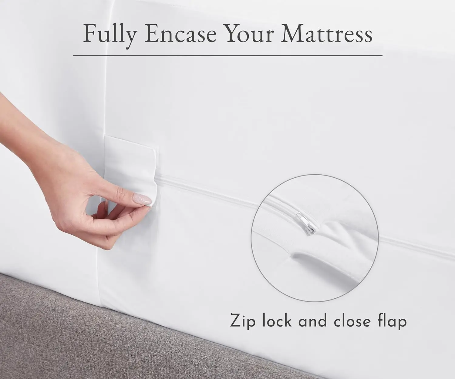 Premium Cooling vinyl Free Bed Bug Mattress Cover With Zipper   Cooling Fitted  Breathable Noiseless mattress encasement