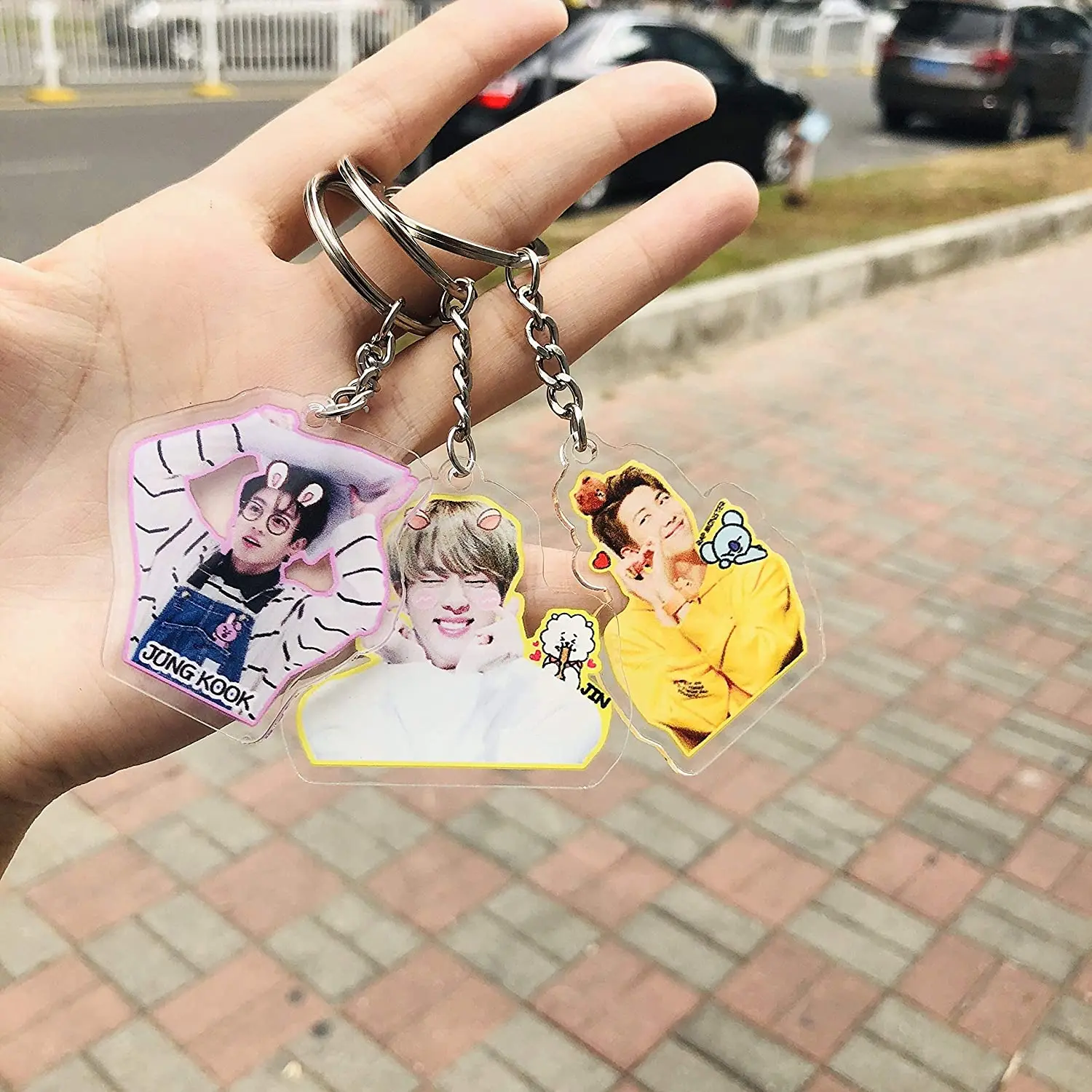 Custom Logo Cute Blank Transparent Gift Double Sided Visible Idol Printing Plastic Cartoon Acrylic BTS Keychain