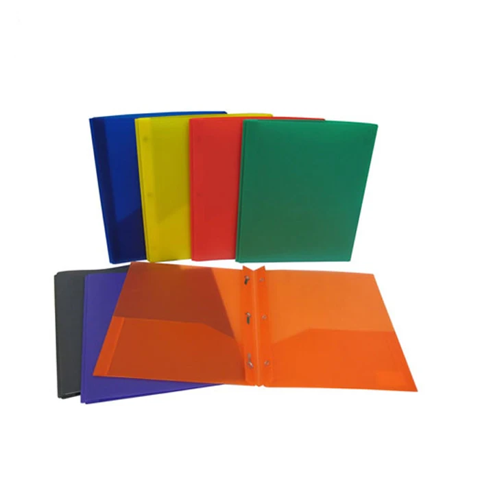 china manufacture wholesale A4 PP plastic 2 pocket 3 prongs file folder