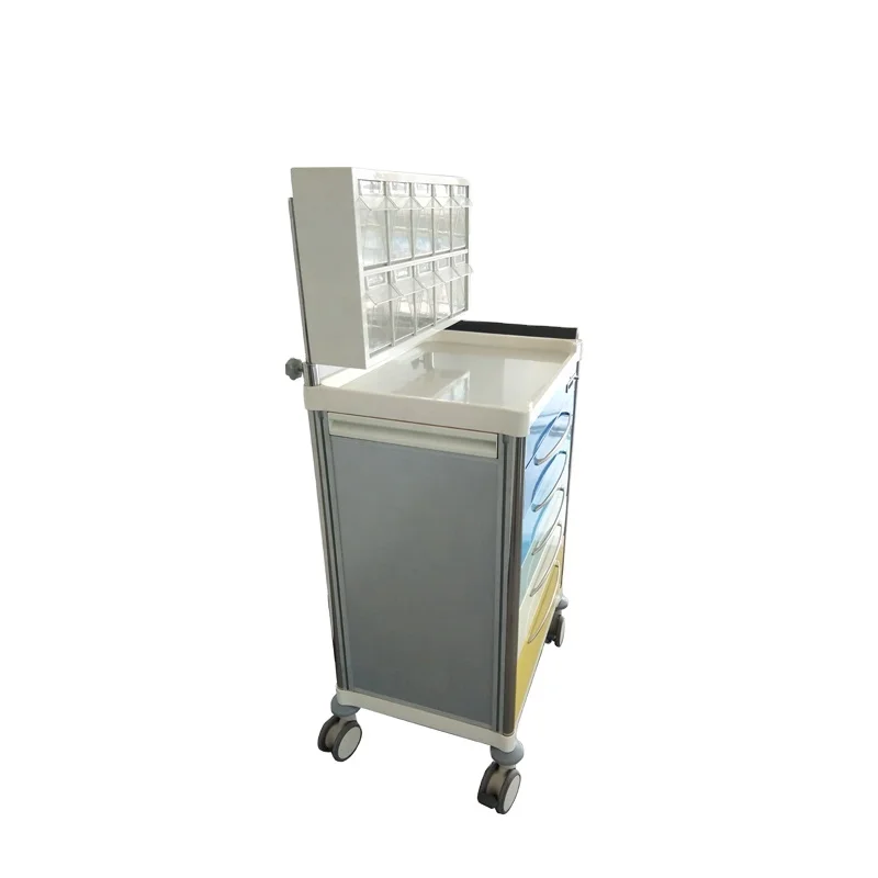 Healthcare ABS Medical Lockable Cart Metal Anesthesia Trolley
