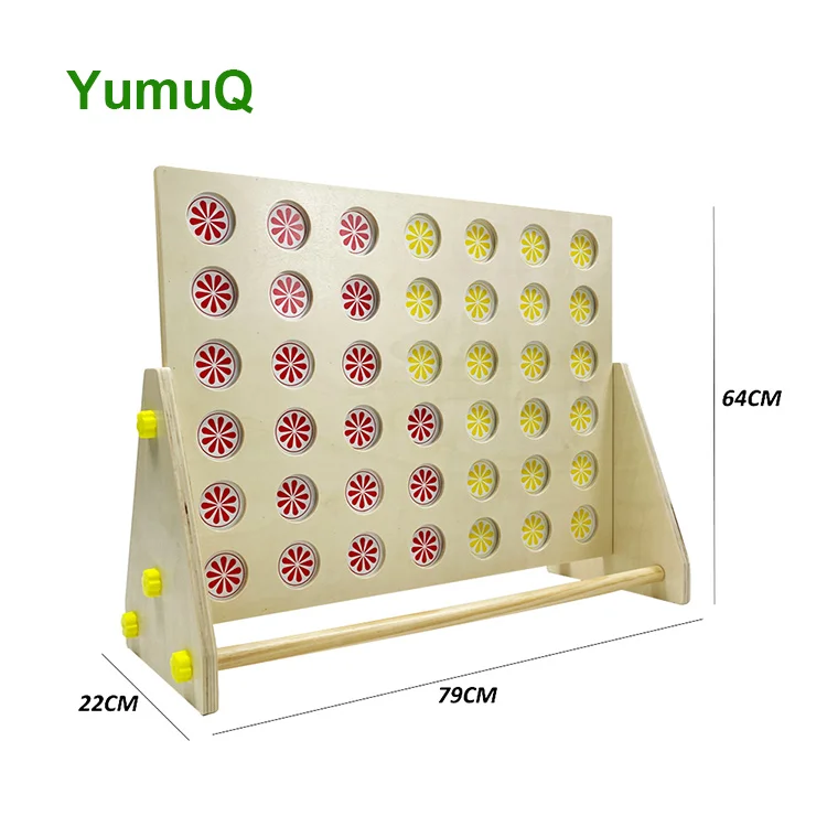 YumuQ High Quality  Garden Games Wooden Giant Connect Four 4 In A Row Small Size Easy Carry