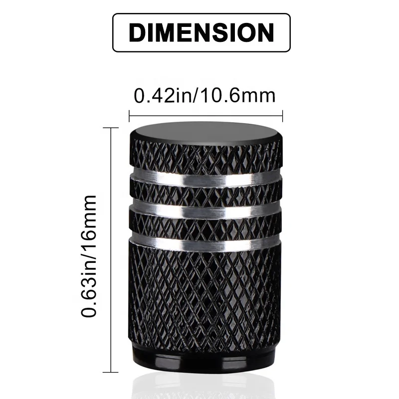 Metal car tire valve stem caps aluminum alloy anodized universal wheel air dust covers colorful tire caps knurling barrel
