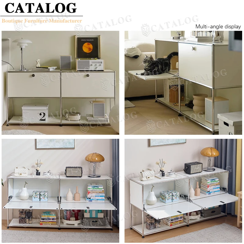 CATALOG Modern Side Board Cabinet Living Room Furniture Villa Decorative Metal BPA Free Storage Cabinet