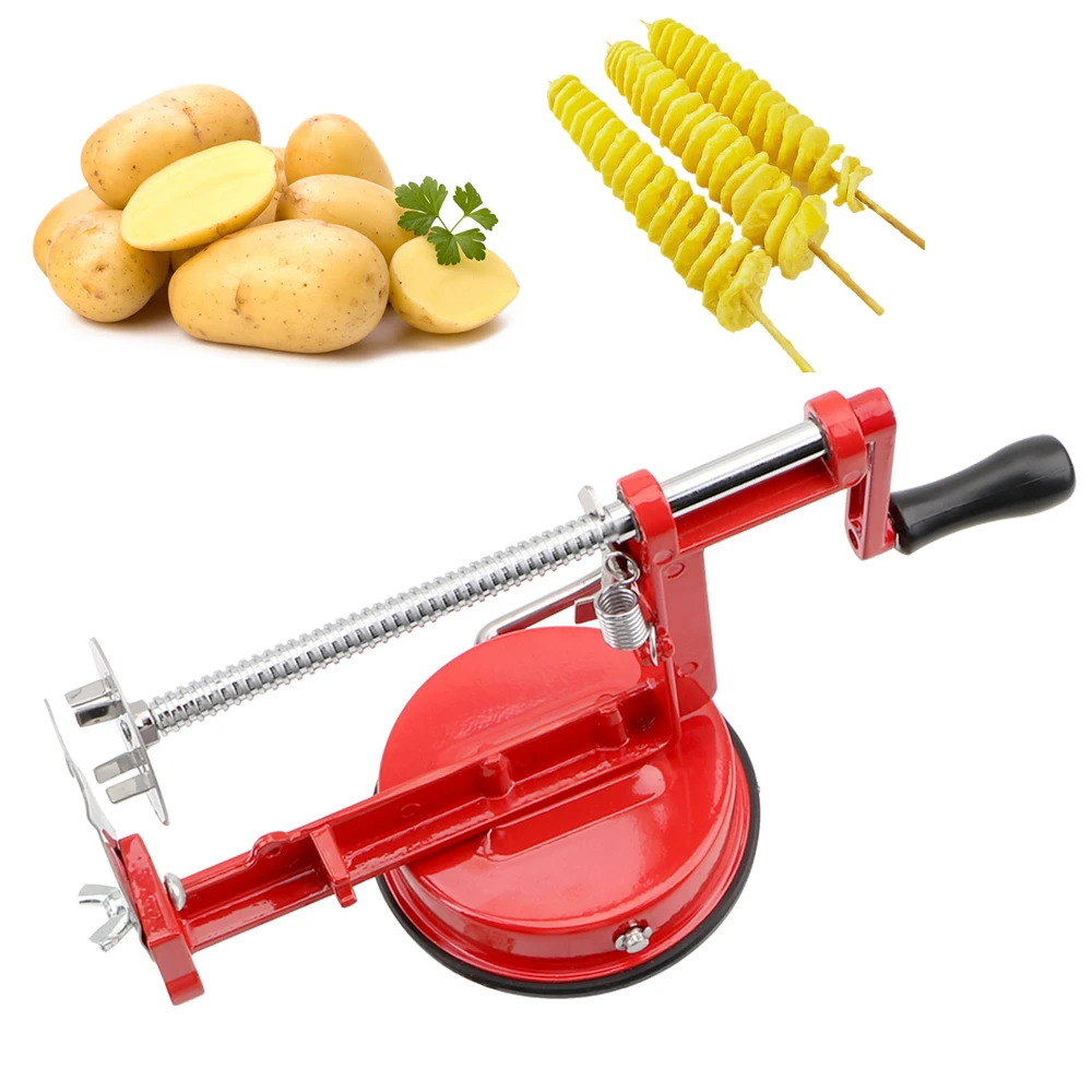 High quality Potato Pealer Manual Multifunctional  Rotary Potato Chip Cutter  Tower Spiral Cutter Pelling Machine