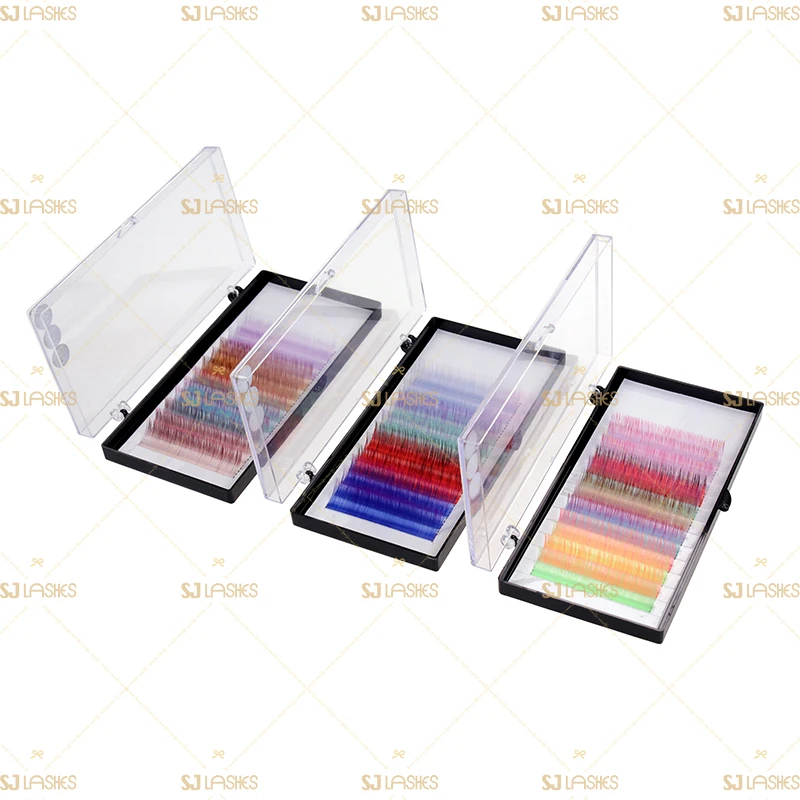 Volume Color Mink Lash Extensions J Curl Lash Extension Trays Handmade 0.15mm Natural False Eyelashes CD Cleanser Included