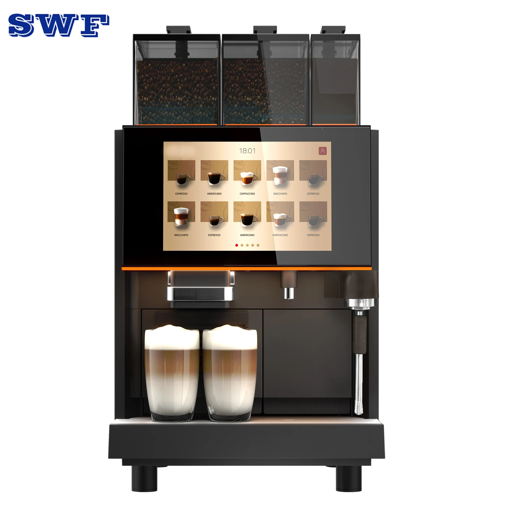 Полностью автоматический сенсорный экран Kaffeemaschine vollautomat 19 бар