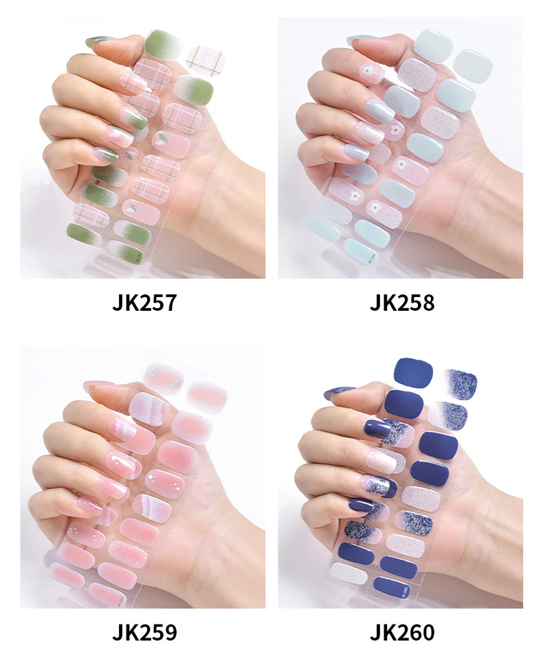 Korean Style New Gel Nail Sticker With Uv Lamp Gel Nail Wraps Gel Nail Stickers Semi Cured Unas