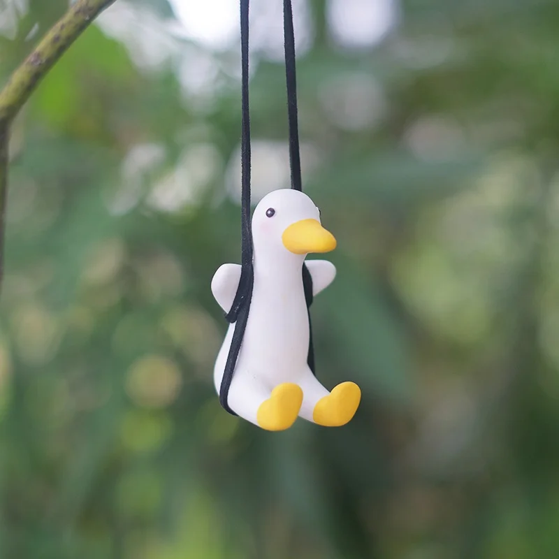 Factory Offer Car Rearview Pendant Interior Aromatherapy Car Decoration Cute Little Duck Swing