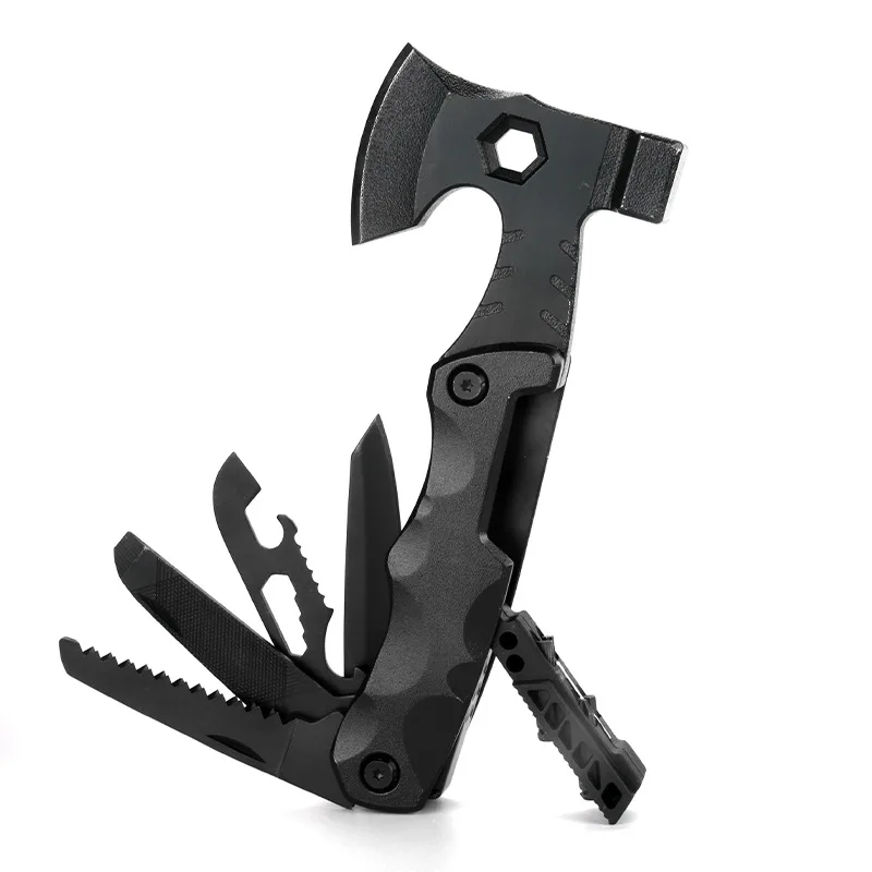 13 in 1 Outdoor Survival Tools Stainless Steel with Axe Hammer Knife Saw Opener and Screwdriver Pocket Hatchet Multi Tool