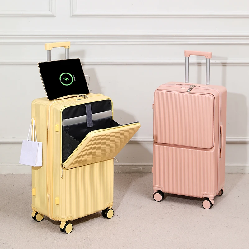 Wholesale Price High Quality Design Luggage Trolley Bag Front Opening Multifunctional SuitcaseTravel Bag With Open For Young