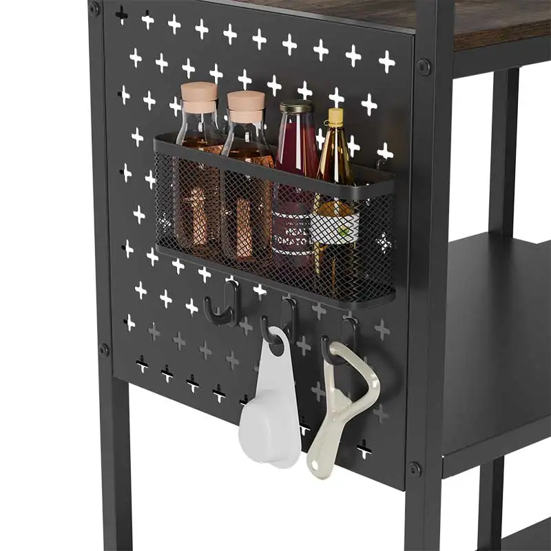 Wireking Baker Rack 3 Tier Metal Kitchen Storage Rack Microwave Oven Shelf Multipurpose Storage Rack With Diy Pegboard