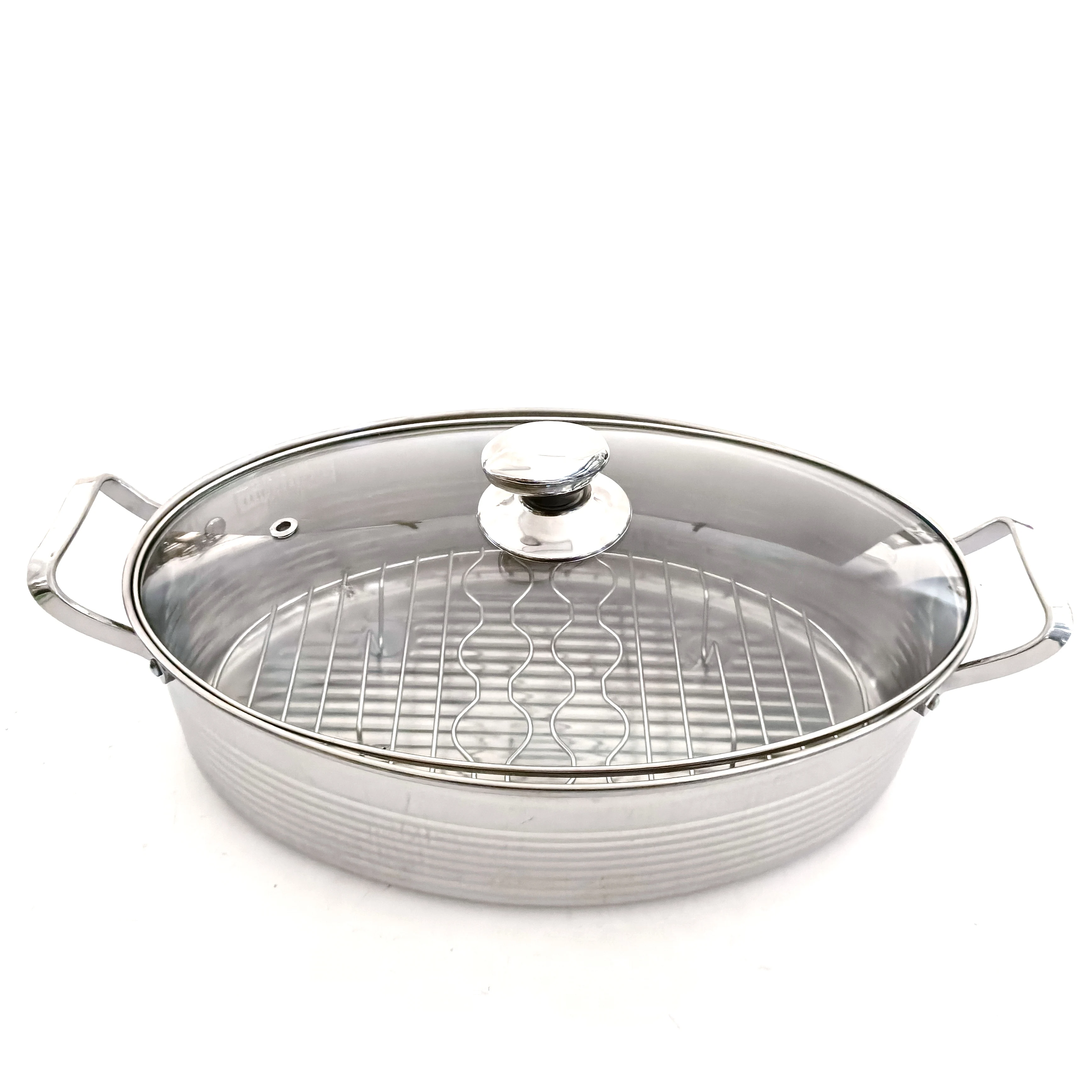 Stainless Steel 304 Fish Steamer Pot Double Wall Bottom With Glass Lid High Quality  Kitchenware& Cookware