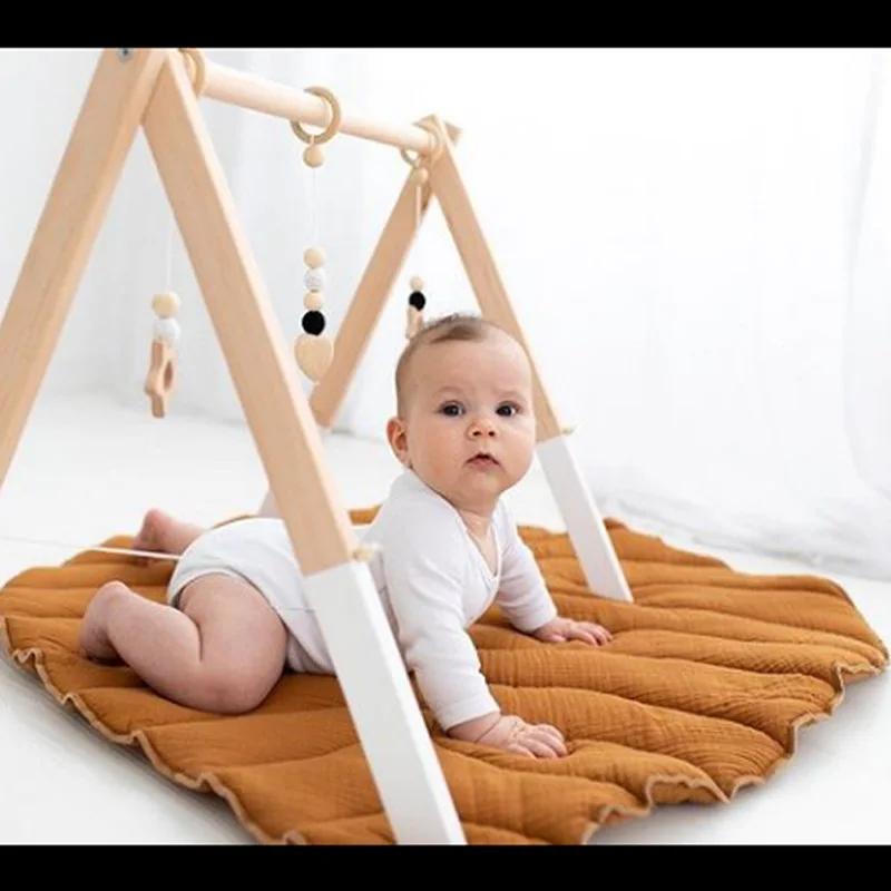 Wholesale Organic Cotton Bamboo Thicker Filling Round Square Large Baby Play Mat Baby Lounger Quilted  Blanket
