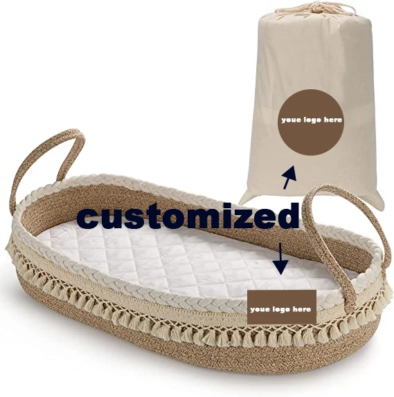 Baby shower gift nursery set with thick pad and cotton cover baby diaper changing basket