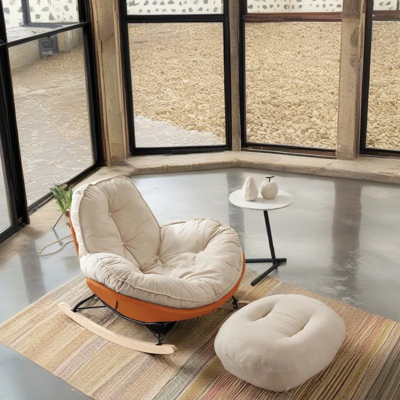 Home Leisure Chair Lazy Sofa Can Lie Down And Sleep Rocking Chair Net Match Color Balcony Side Sofa Chair Single Recliner