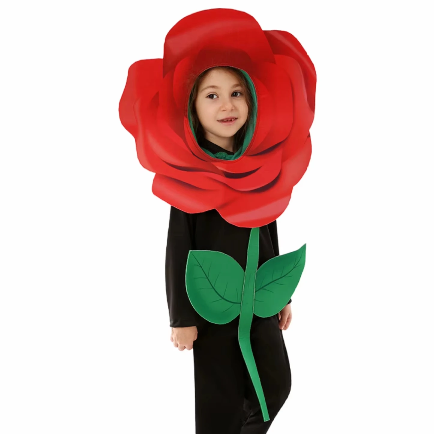 Rose Flower Cosplay Kids Child Fantasy Christmas Campus Stage Performance Costume Halloween School Stage Performance Dress Up