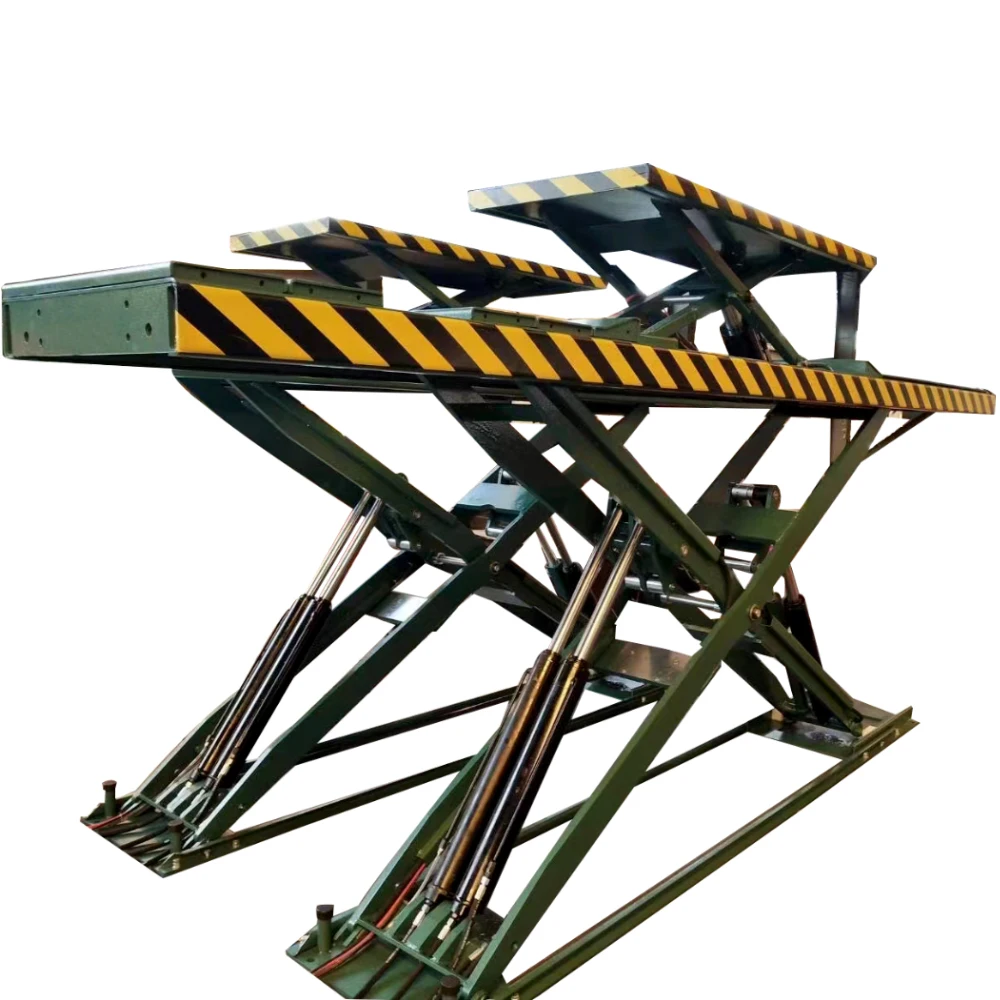 Double layer four wheel alignment portable scissor hoist small car lift with secondary vehicle lifting