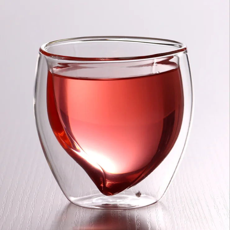 Home Juice Drink Ice Cream Cup Fruit Shape Strawberry Shape Double Wall Glass Cup