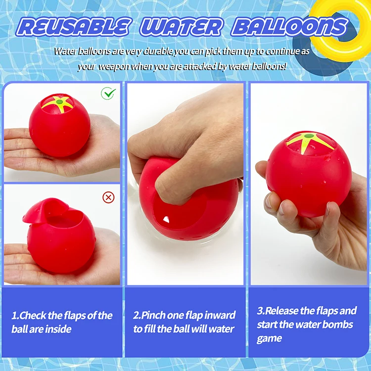 Explosive Silicone Water Balloon Outdoor Water Ball Beach Toys Injection Bomb Silica gel Rubber Water Polo
