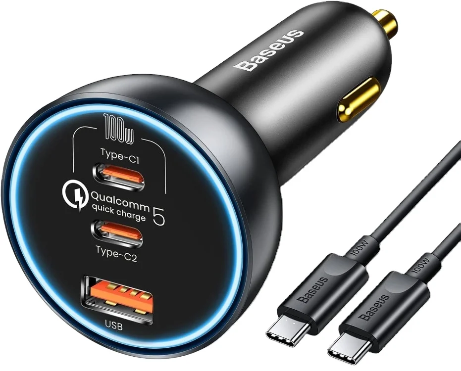 Автомобильное зарядное устройство USB C, 160 Вт, автомобильное зарядное устройство типа C, QC5.0 PD3.0 PPS, 3 порта, супер быстрая зарядка, адаптер для автомобильного телефона