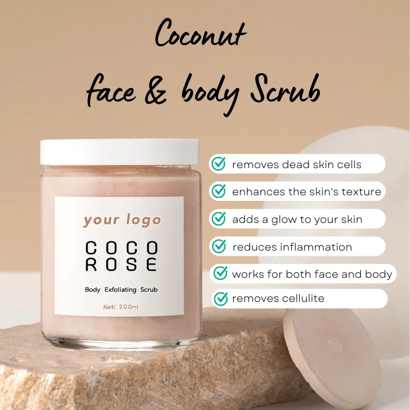 Private Label spa exfoliating deep cleansing organic body scrub with oil