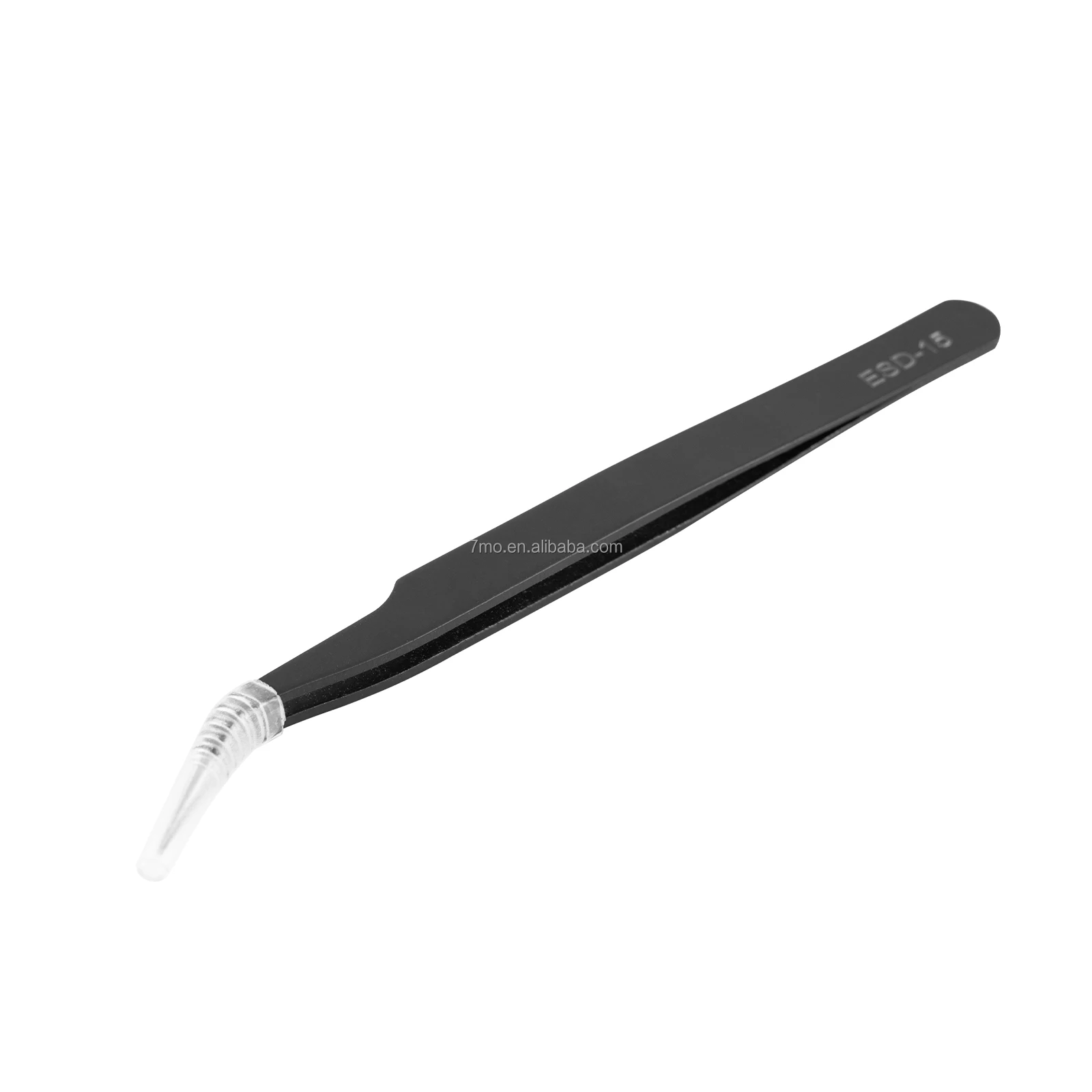7mo High Quality Black Handle Vinyl Tweezer Wrapping Tool Curved Nose Stainless Steel Anti-static Tweezers Tweezers