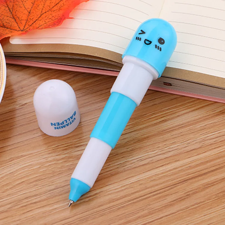 Лидер продаж выдвижная пластиковая шариковая ручка Kawaii мини-капсула дизайн таблеток 1 0 мм с логотипом