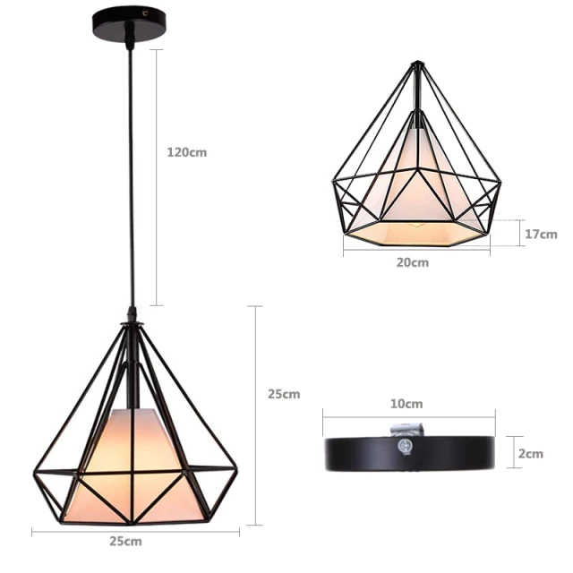 Retro Industrial Pendant Light Nordic Black Metal Cage Lighting Fixtures Iron Loft Cage Kitchen Vintage Adjustable Hanging Lamps