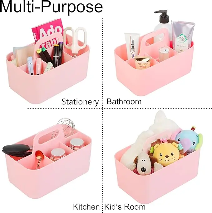 Multipurpose Caddy Organizer Plastic Caddy with Handle Stackable Desk Organizer for Stationery Office Supplies Organizer