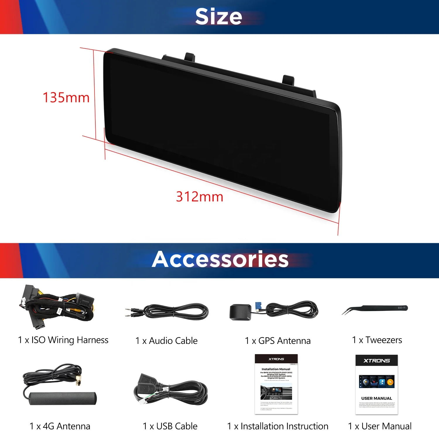 XTRONS 12.3 Inch Android 13 8Core 64GB Radio Android For BMW X5 E70 X6 E71 Carplay Screen 4G LTE Android Auto Estereo Para Autos