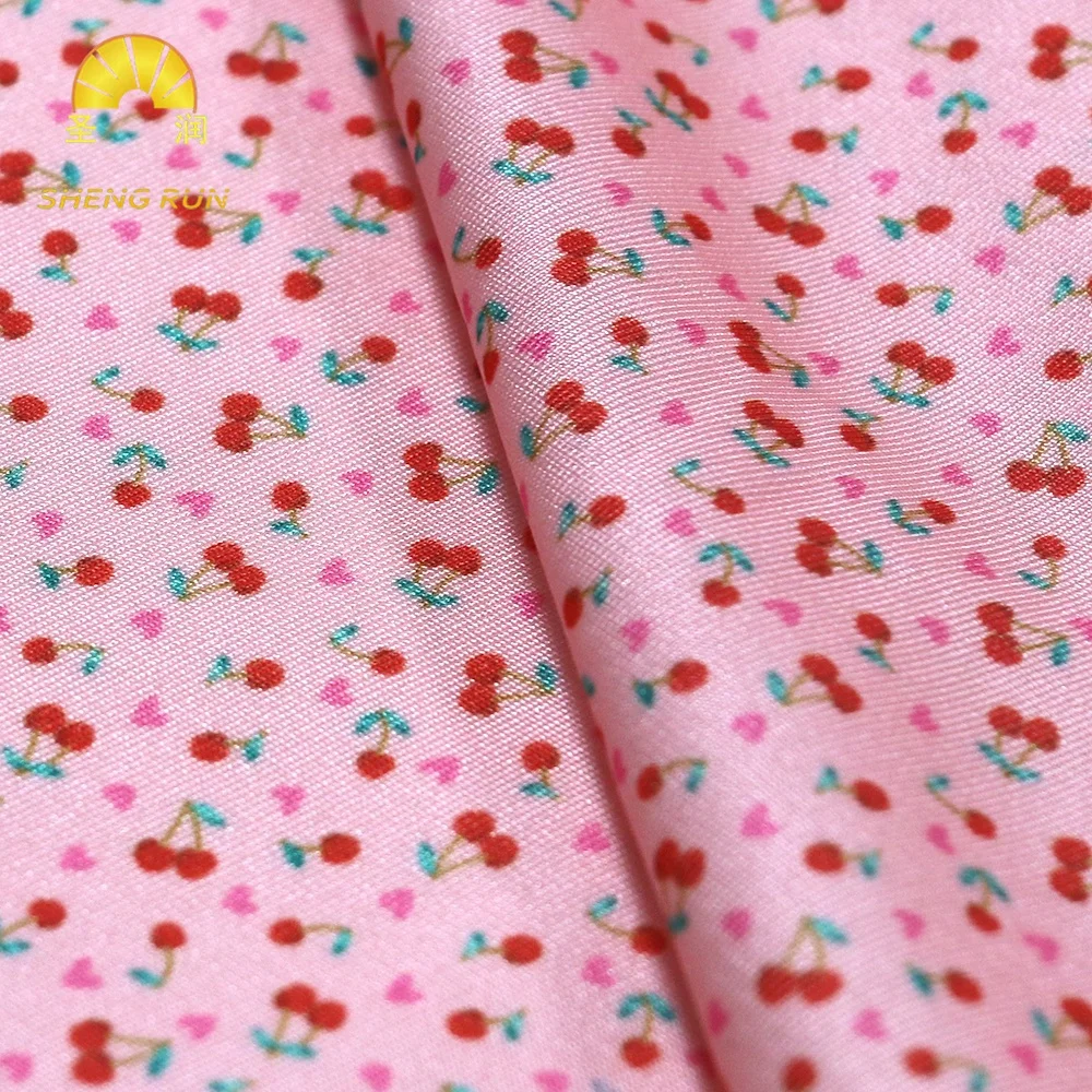 New Product Digital Custom Printing 100% Polyester Soft Small Cherry Printing 50D Oxford Fabric