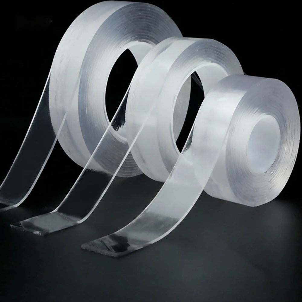 Reusable strong bonding clear waterproof removable nano glue tape