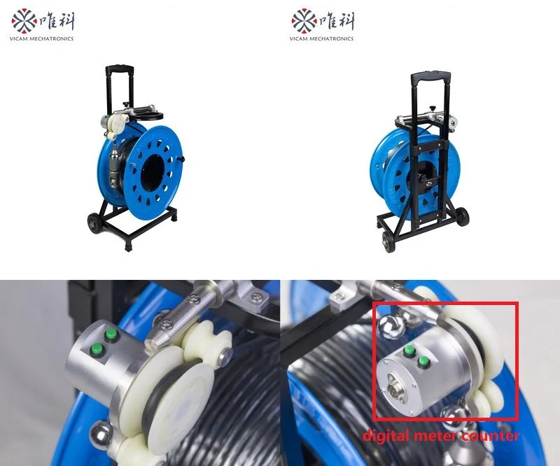 Vicam 50mm Water Well Camera Pipe Inspection 10 inch AHD Screen Pan-Tilt Borehole Cameras 100m to 200m with meter counter
