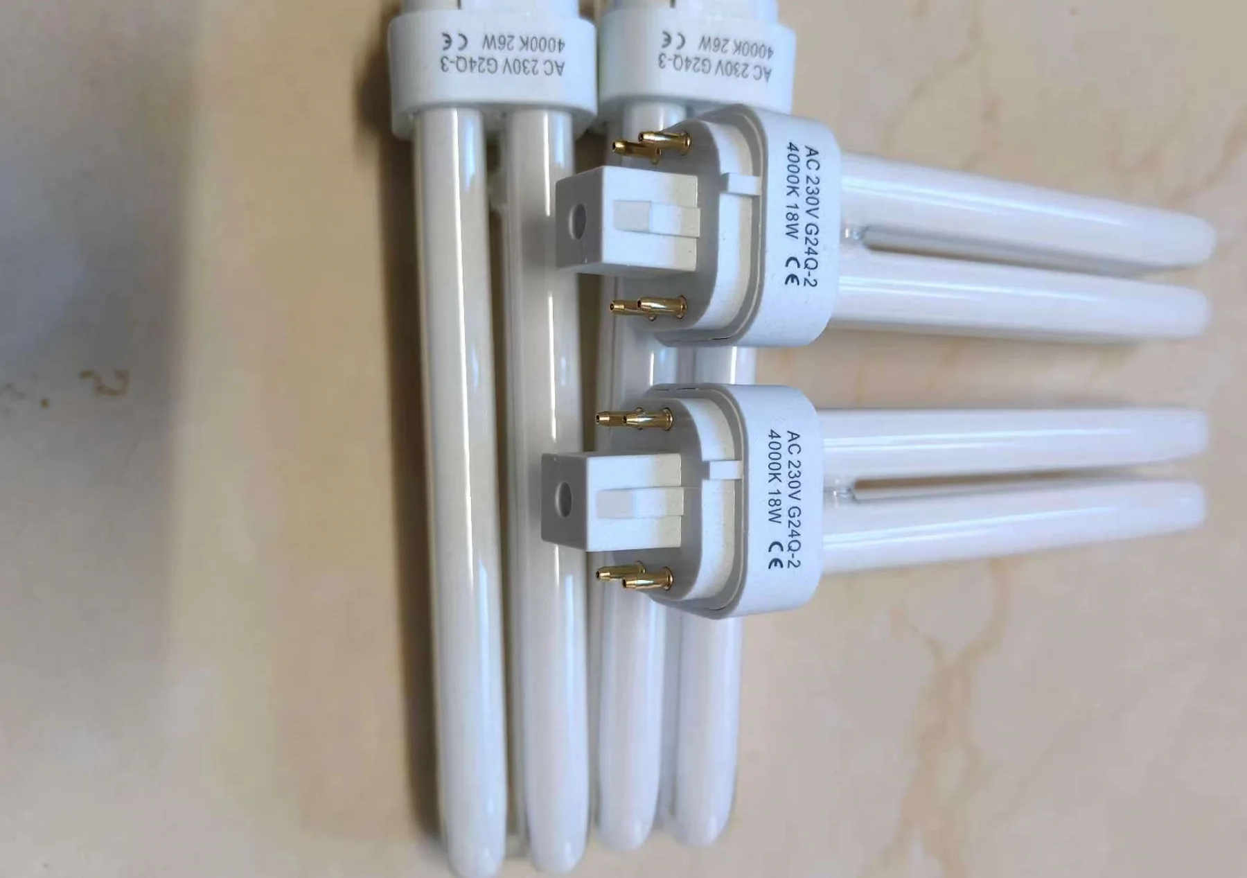 Compact Fluorescent Lamp PLC / PL Tube Flourscent Tube 2700K 4000K 6500K Glass 2U Shape G23 2pins G24Q-4 4pins9w 11W 13W 18W 26W
