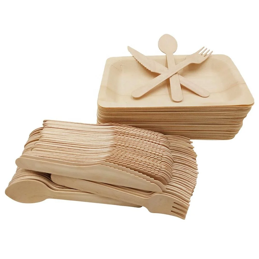 
Best-selling Biodegradable Eco-friendly knife and fork spoon Natural disposable wooden tableware for wholesale 