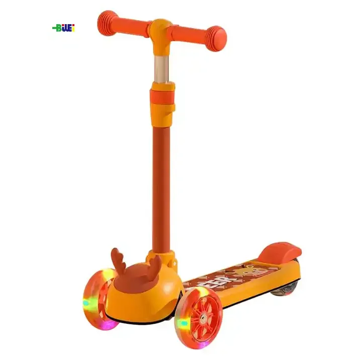Deer orange scooter aluminum alloy flash animal image design candy color adjustable 1-8-year-old toy portable dismantlingable