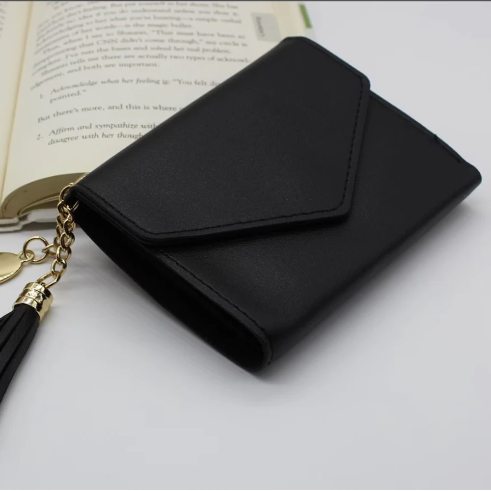 Wholesale Slim Card Holder Leather Wallet Purse Tri Fold PU Leather Tassel Ladies Wallet