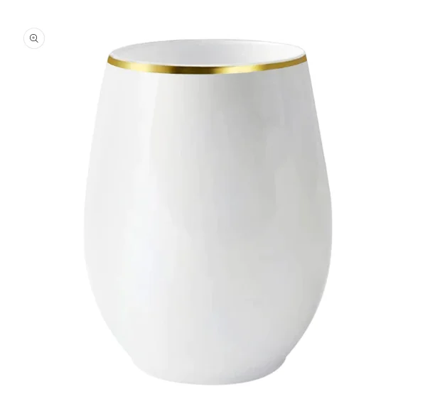 6packs PVC packing 12 oz black white new style luxury gold colored stemless wine glass cup personalizedcustom wholesale