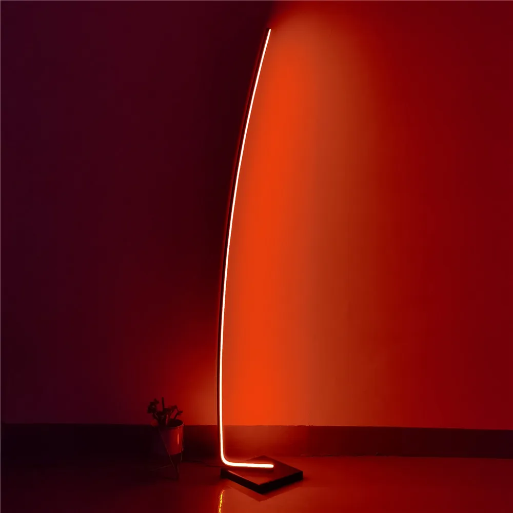 
Modern minimalist rgb color changing floor light Aluminum simple curved bedroom twisted led standing floor lamp 