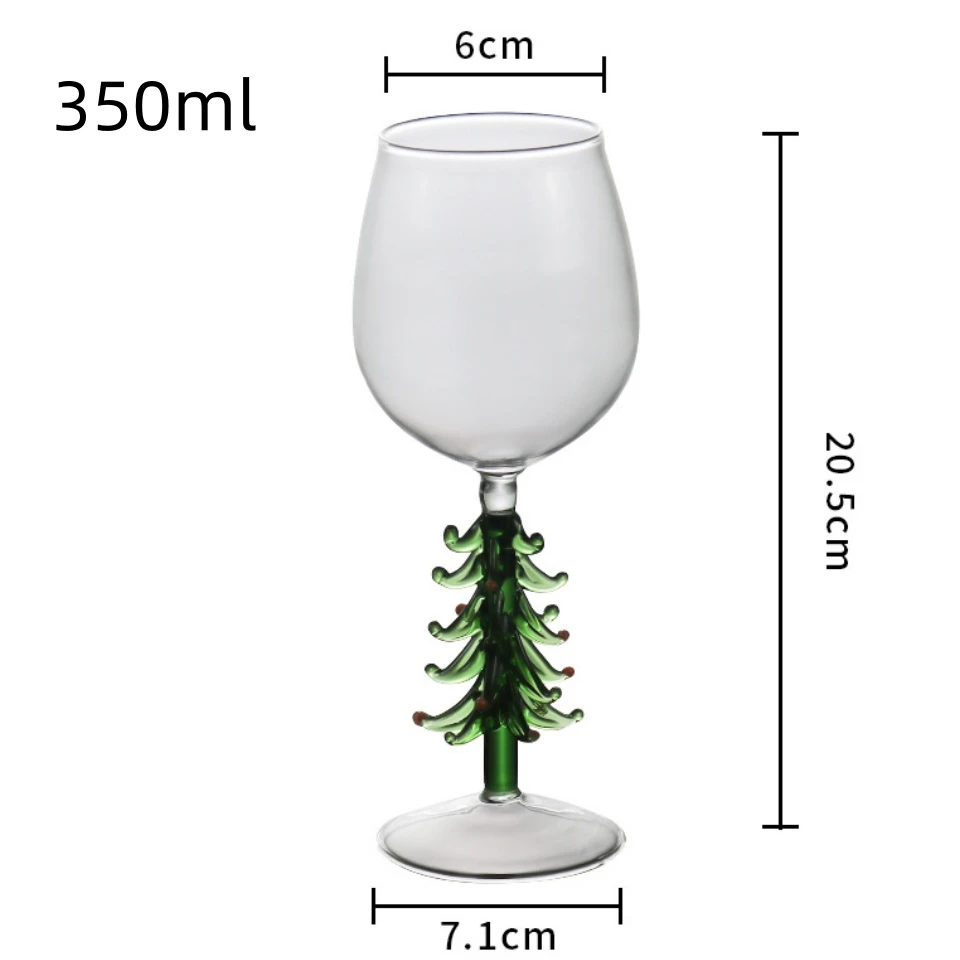 Custom Handblown Heat Resistant Antique Colorful Borosilicate Glass Wine Cups Christmas Tree Wine Glasses Red Wine Goblet Glass