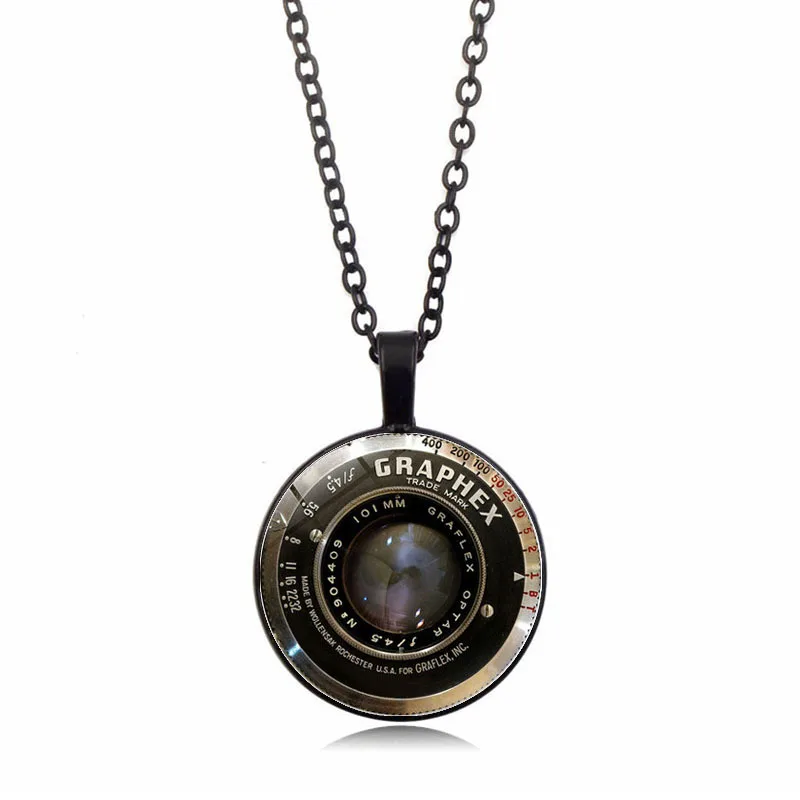 Retro camera lens time gemstone pendant necklace mini hidden camera