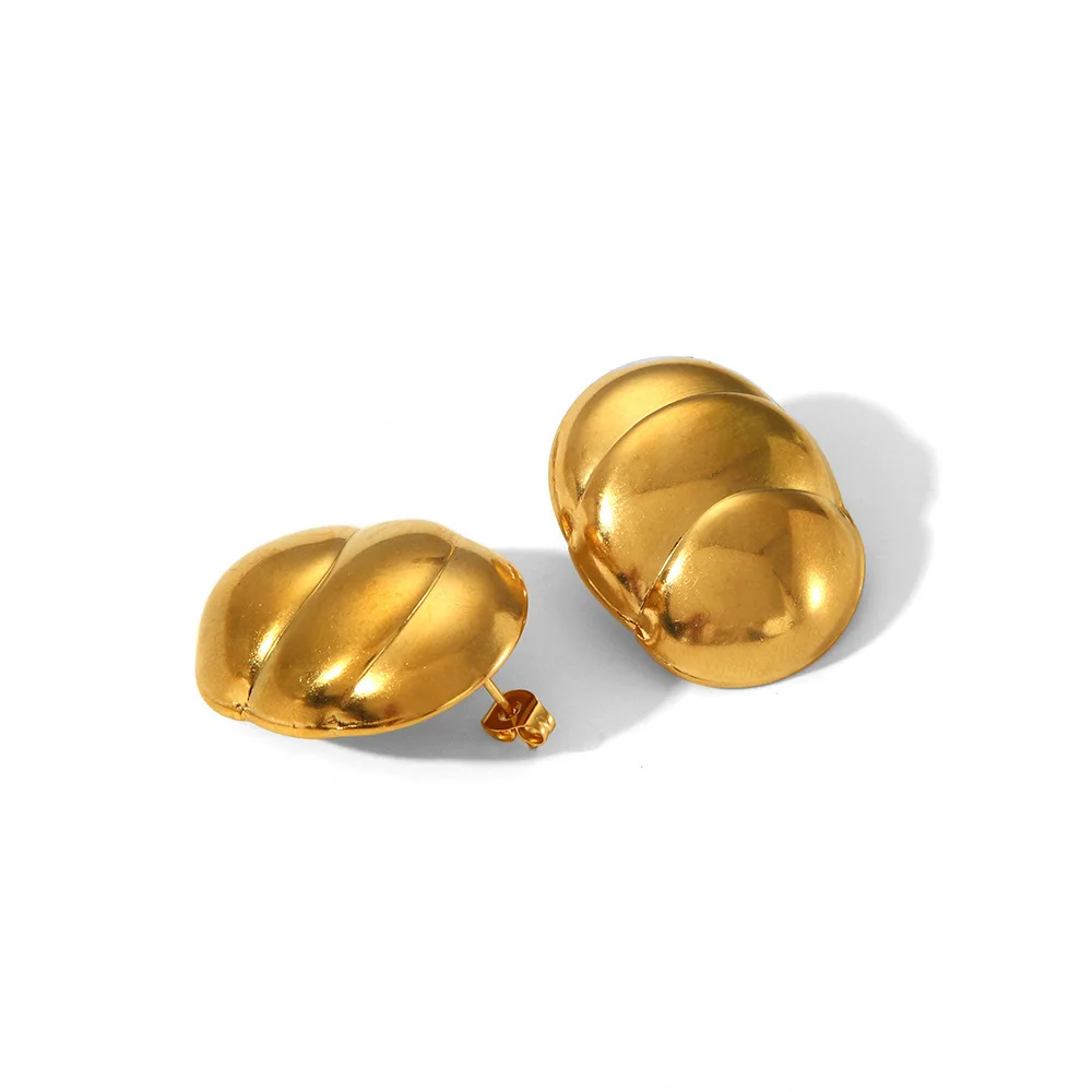 YWXS fashion jewelry 18k gold stainless steel Silkworm pupa-shaped high-grade sense wave texture simple fashion earrings