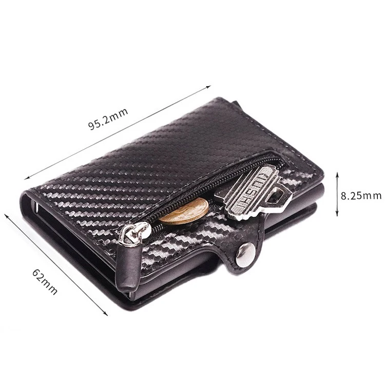High quality Card Holder for Men Carbon Fiber Slim Aluminum Wallet RFID blocking wallet coin purse pop up wallet
