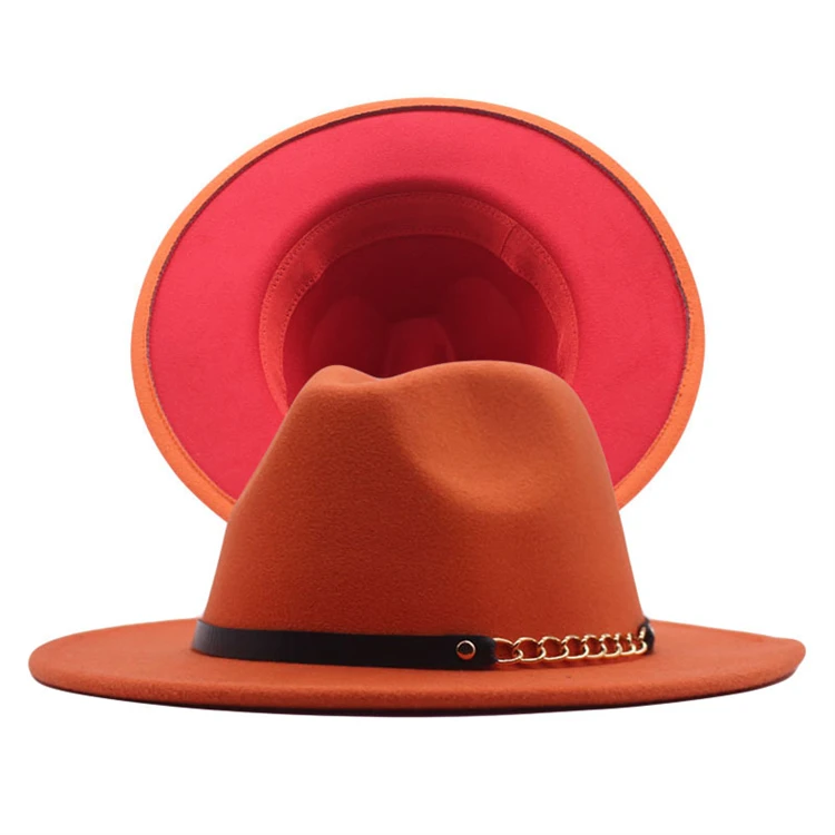Wholesale Fedora Hats Women Wool Wide Brim Fedora 2 Two Tone Hats Fedora Men and Women