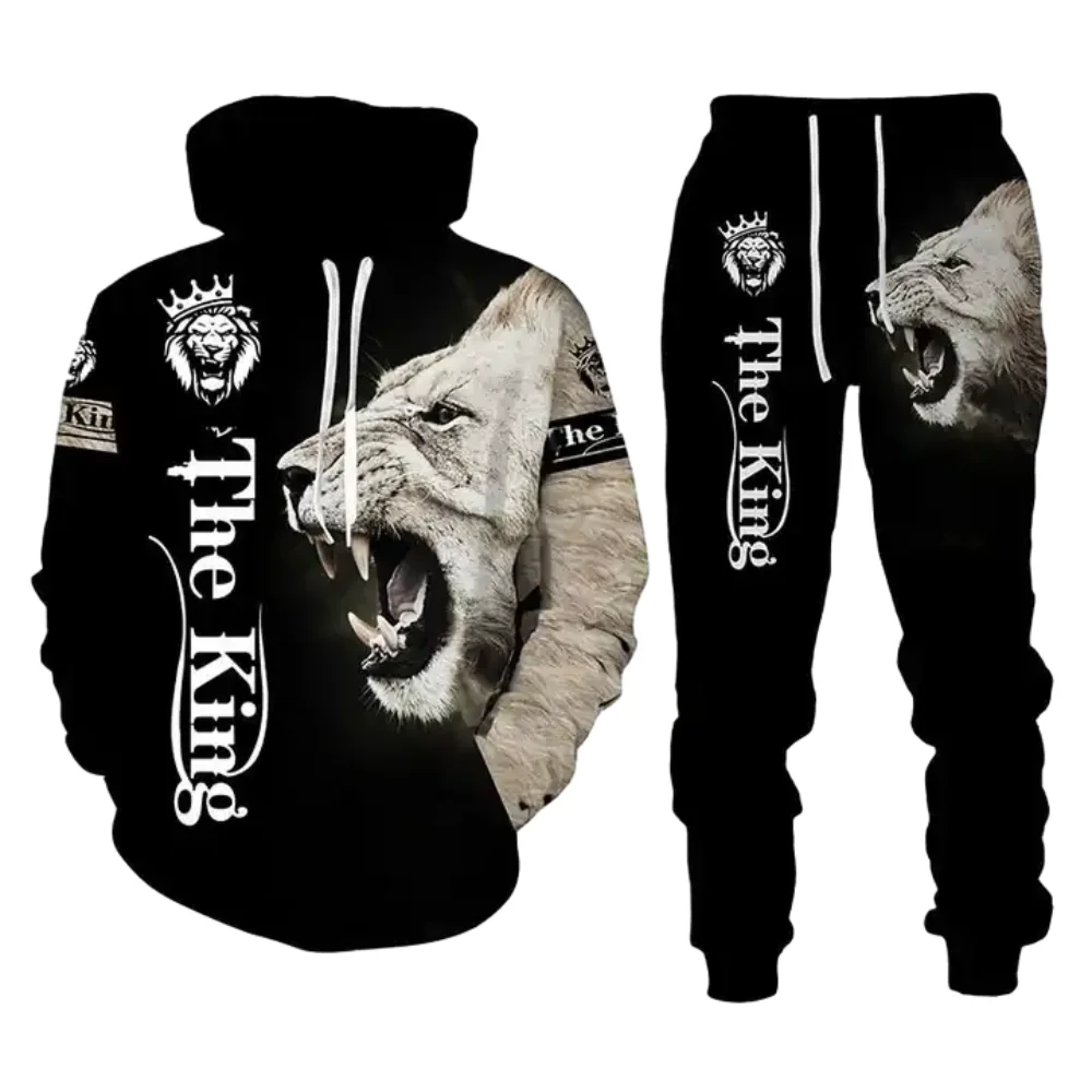 Custom Sweatshirts Tracksuit Set Unisex 3D Animal Printed Hoddies Streetwear Hoodie And Sweatpants Print On Demand