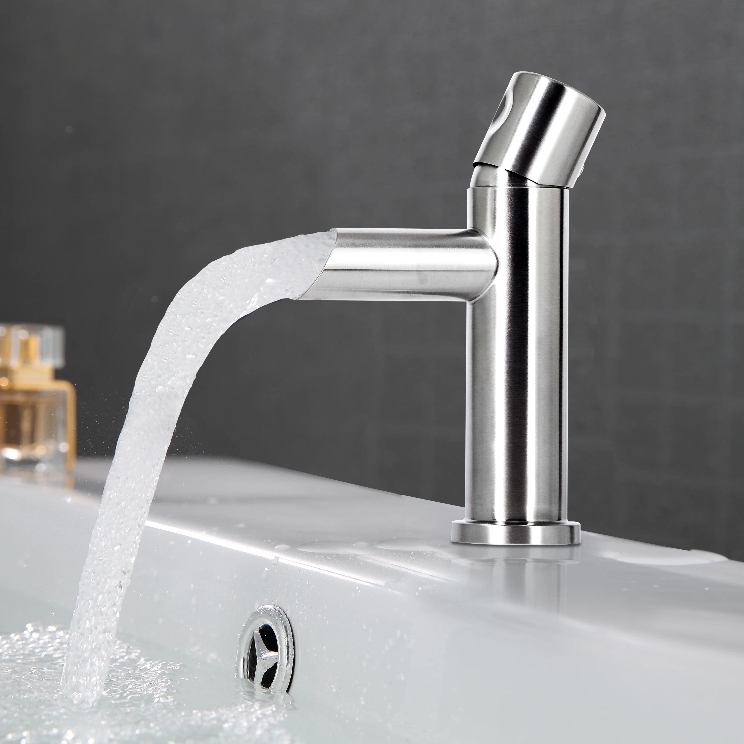 
China famous brand Supor New Design Bathroom Bath Single Handle Faucet brushed Finish Basin Sink Mixer Tap 