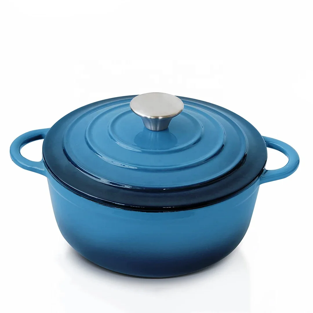 round enameled cast iron non stick kitchen cooking soup stock pot cookware dutch oven casserole for bread baking