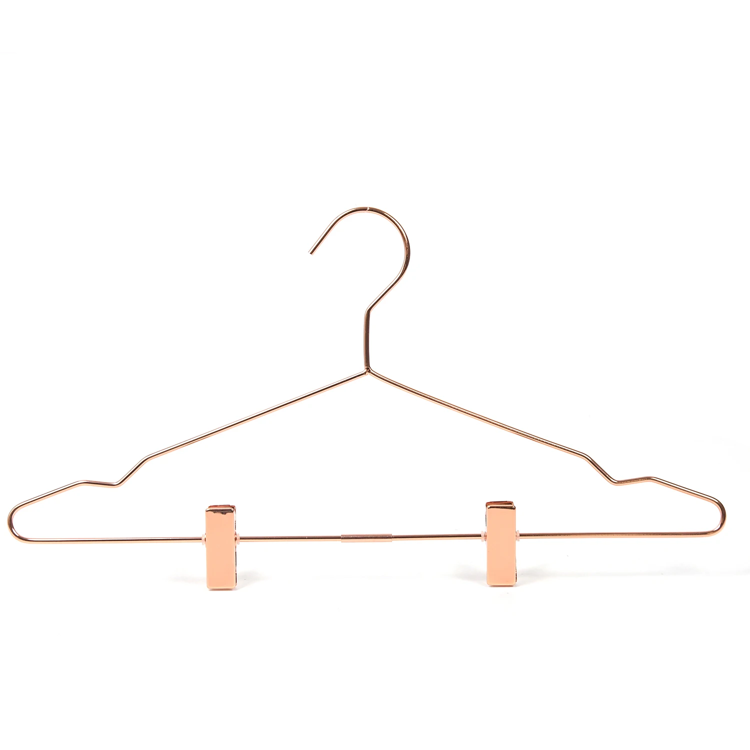 Manufacturer Wholesale Fashion and Durable gold metal wire hanger pants clothes  hanger with clips