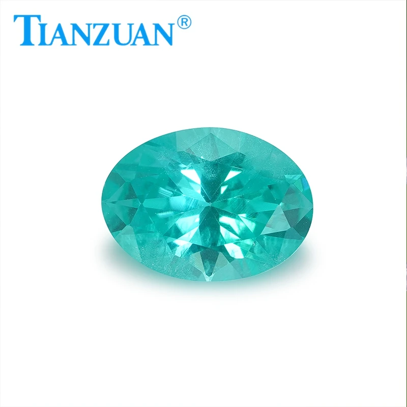 Lab grown Synthetic Paraiba YAG Oval Cut Green  yttrium Aluminum Garnet with Enchanting with Cottony  loose gemstones